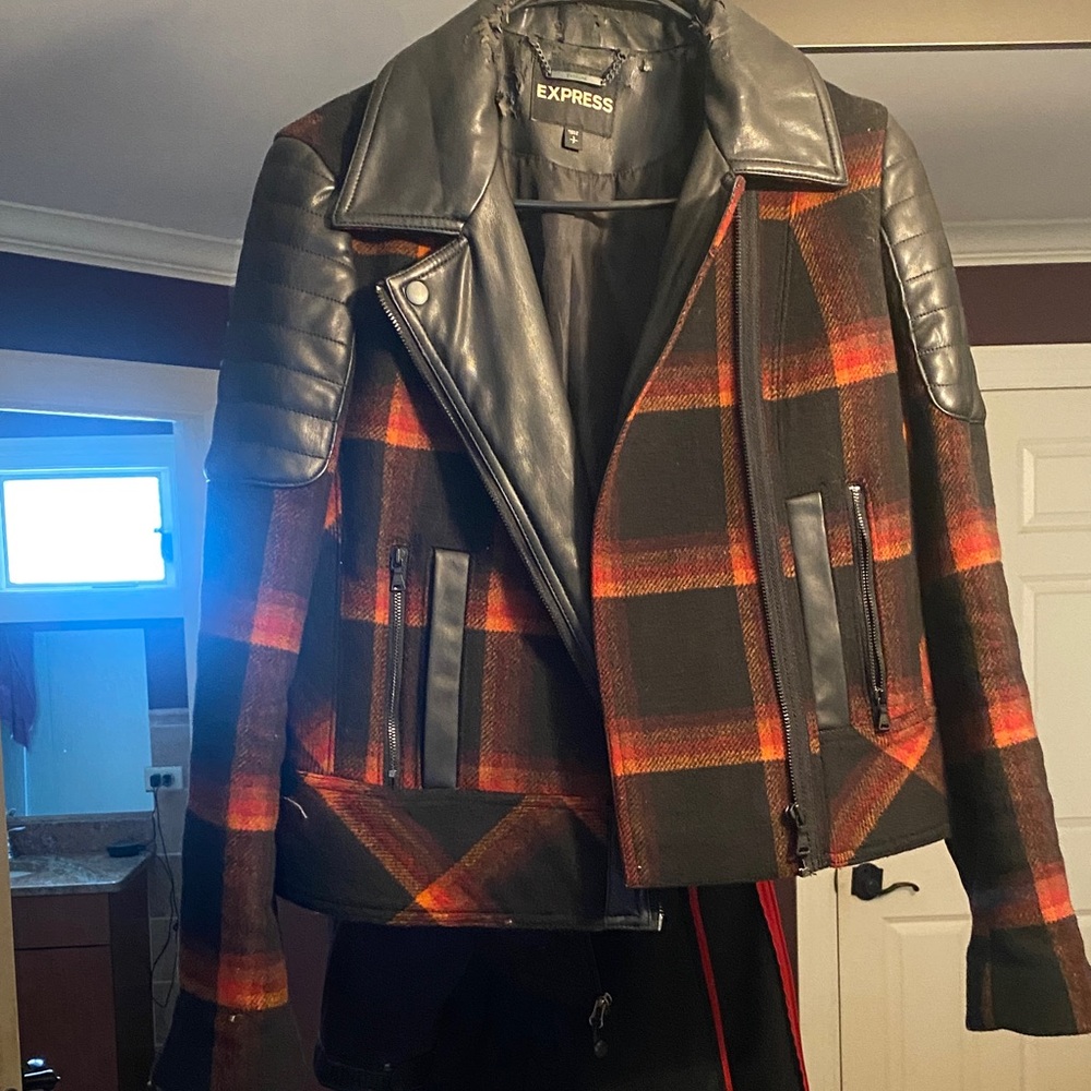 Express Women's Leather Plaid Jacket